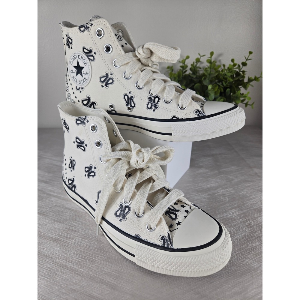 Converse Chuck Taylor All Star Hi Paisley Egret Black A15810F Mens 6.5 Womens8.5
